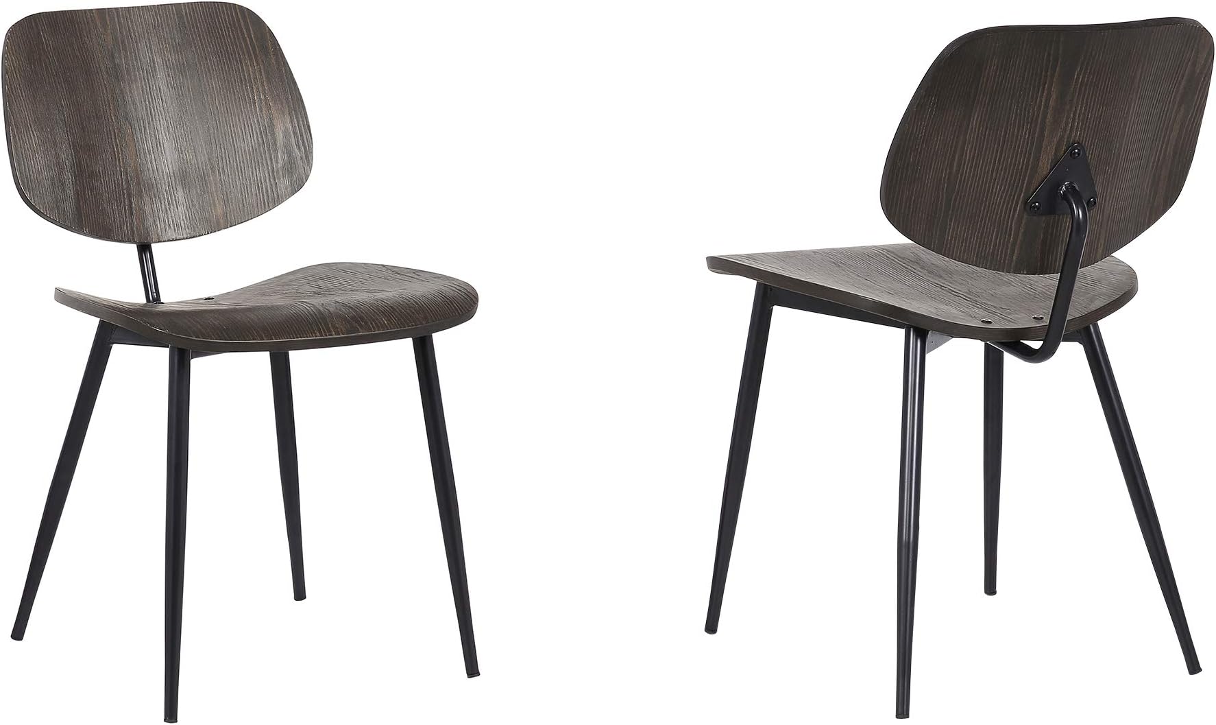 LCMKSIWA Miki Mid-Century Metal Dining Room Accent Chair-Set of 2, 18" Height, Walnut Wood
