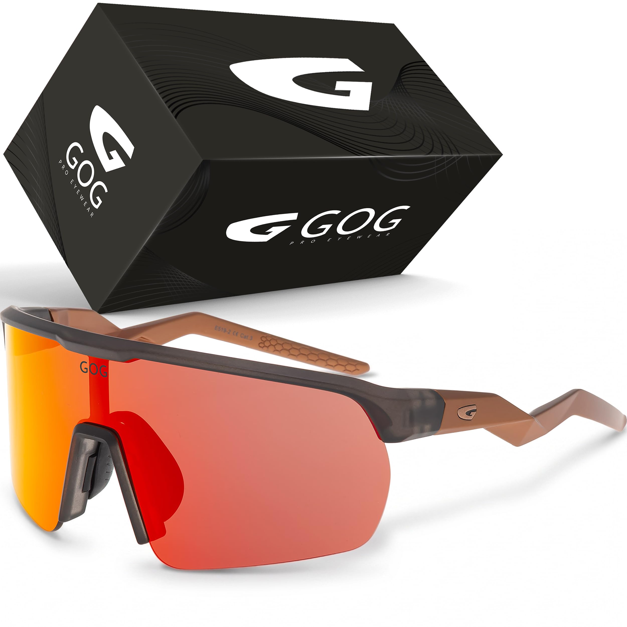 GOG HERVOR Sportowe okulary przeciwsłoneczne unisex – okulary rowerowe i okulary do biegania z niebieskim odblaskiem – ochrona UV400 i kategoria 3 do intensywnego treningu