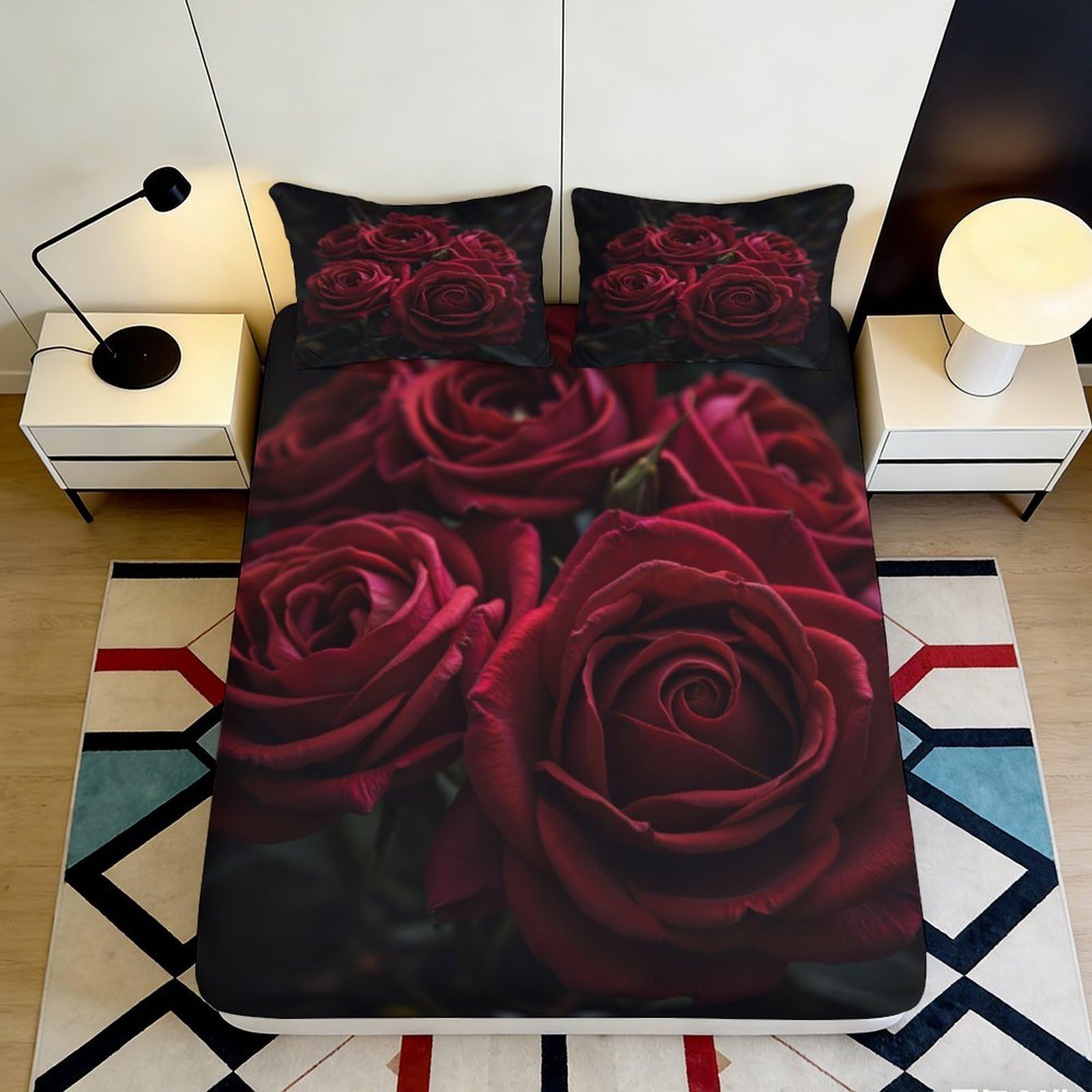 3D Printed Christmas Gnome Fitted Sheet Microfiber Non-Slip Deep Pocket Nordic Bedroom Mattress Fitted Cover 200x200x25cm