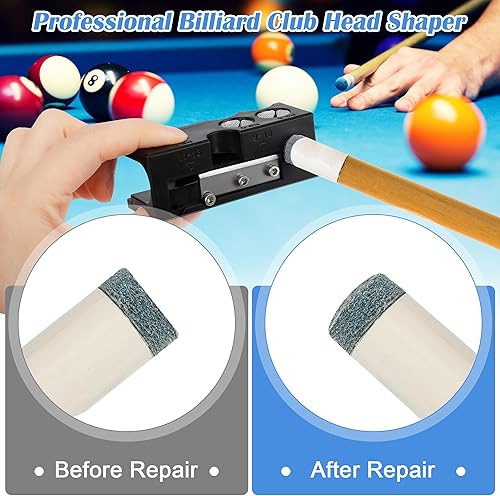 Miniatura 5 de Kit de repuesto de 23 puntas de taco de billar, 11 en 1, 2 cubos de tiza, 6 casquillas, 6 puntas de taco, 2 cuchillas, 2 llaves, 1 tijera, 1 cinta,