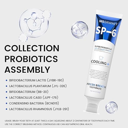 Miniatura 7 de SP-6 Pasta de dientes blanqueadora, paquete de 2 con 6 cepas probióticas y pasta de dientes Fresh Breath, sin flúor, esmalte seguro para el cuidado