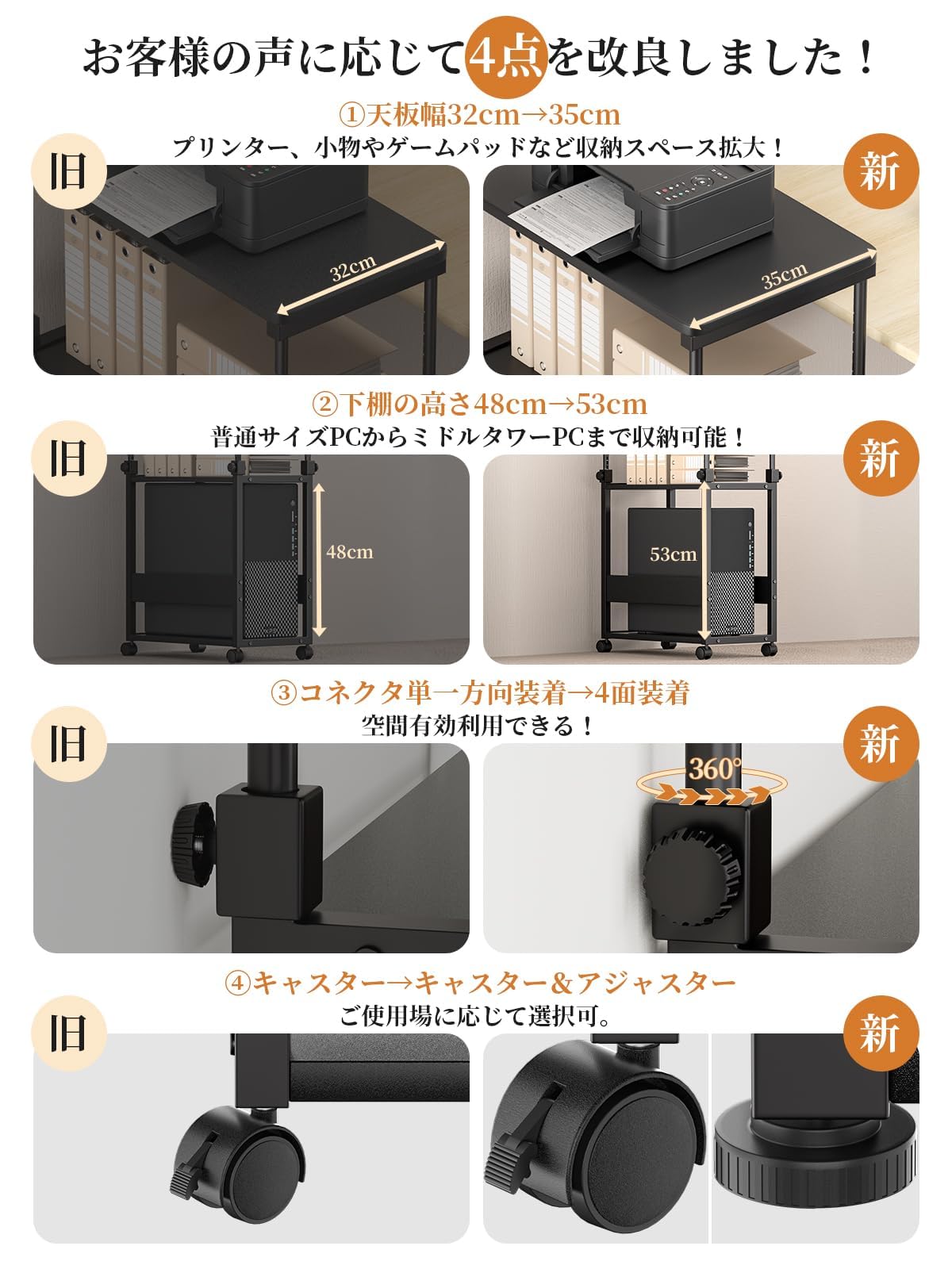 新品‼️パソコンワゴン 60×35×67.5 95cm昇降式 PCワゴン サイドワゴン パソコンワゴン 60×35×67.5〜95cm昇降式 PCワゴン サイドデスク・L字