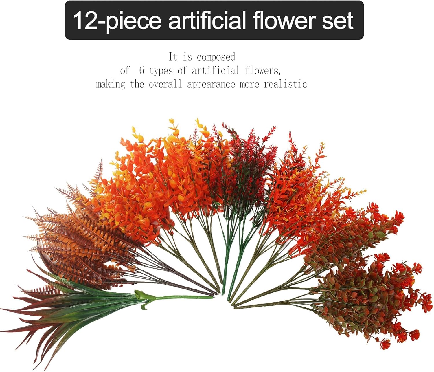 Fall Artificial Flowers Bouquet Set for Outdoor & Indoor, Autumn Home Decor for Thanksgiving Halloween - UV Resistant Faux Plants for Porch, Table Centerpiece, Wedding, Garden, Farmhouse Decor