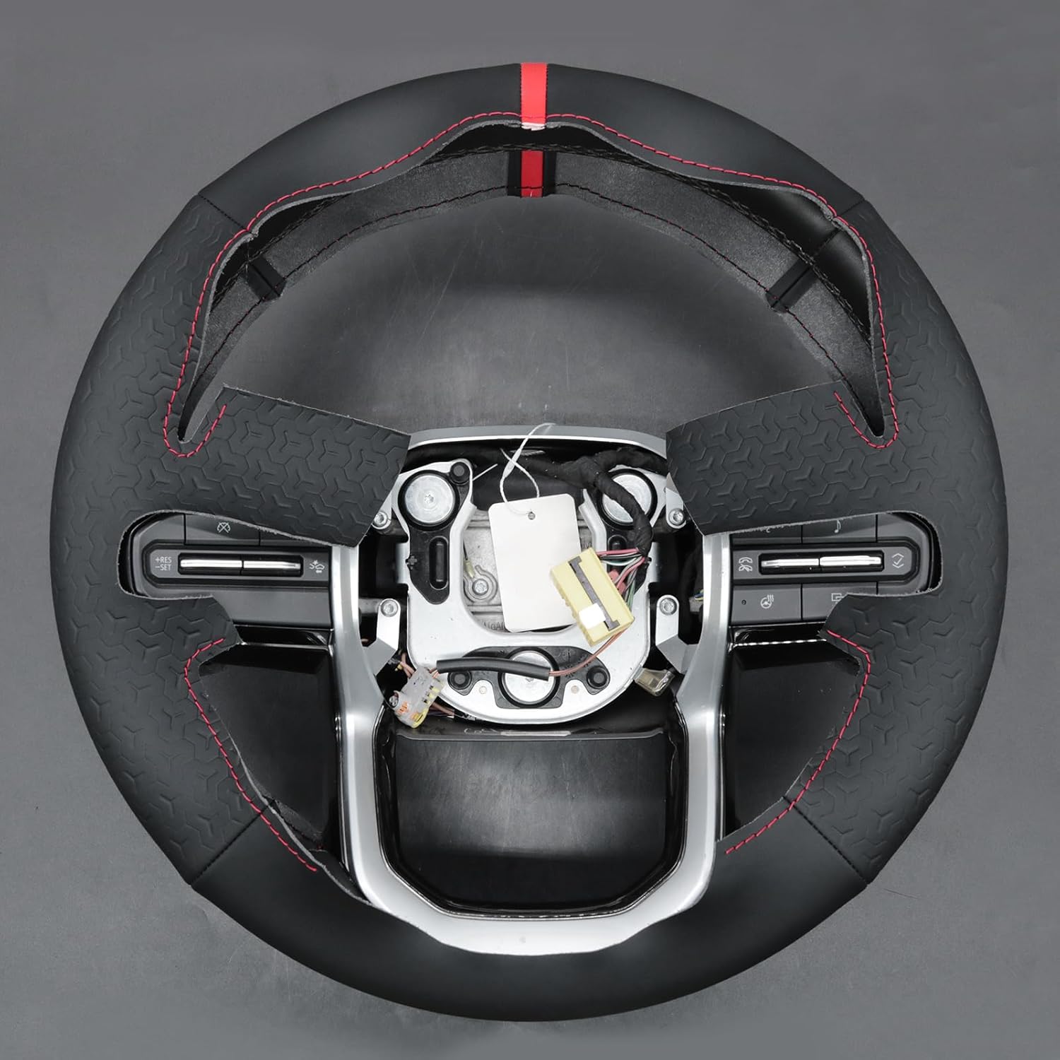 MEWANT DIY Black Smooth Geom Embossed Artificial Leather Steering Wheel Cover for Chevy Colorado ZR2 Bison 2023-2024