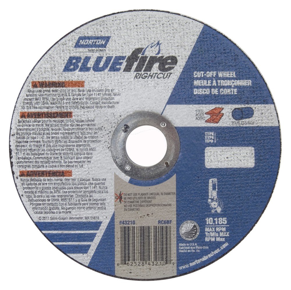 Norton BlueFire RightCut Type 01 Reinforced Abrasive Cutoff Wheel