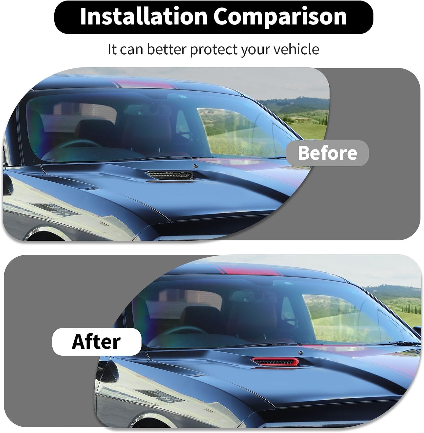 red Hood Vent Cover Trim Outside Hood Vent Air Cowl Panel Cover Trim Ring Compatible with Dodge Challenger 2009 2014 Exterior Accessories (2Pcs/Set,ABS)