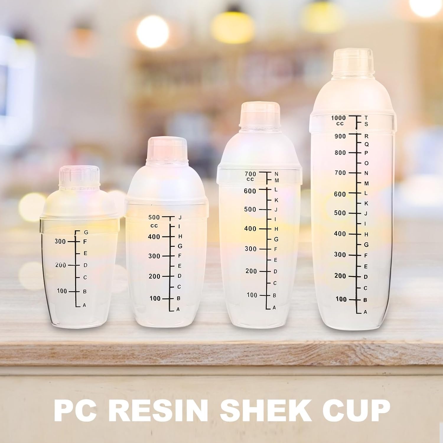 Garneck 4pcs Plastic Cocktail Shaker Set with Scale Milk Tea Hand Shaker and Bar Wine Mixer for Home Bar and Party Use