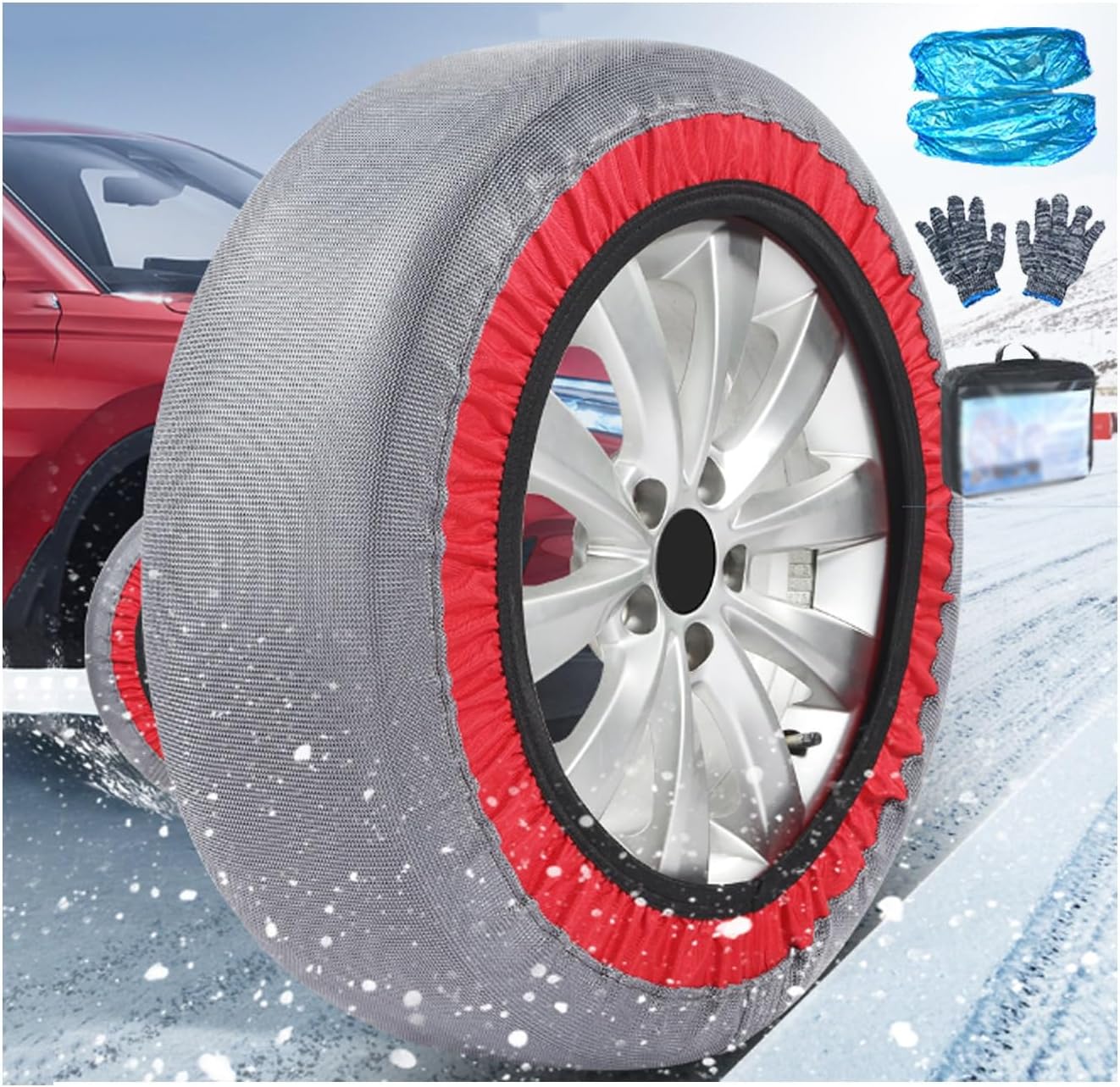 2 Pack Snow Socks For Tires,Tire Socks,Auto Sock, Textile Traction For Optimal Tire Grip In Snow And Ice, Durable Multi-Season,For Light Truck, Suv, Cars(265/70R16)