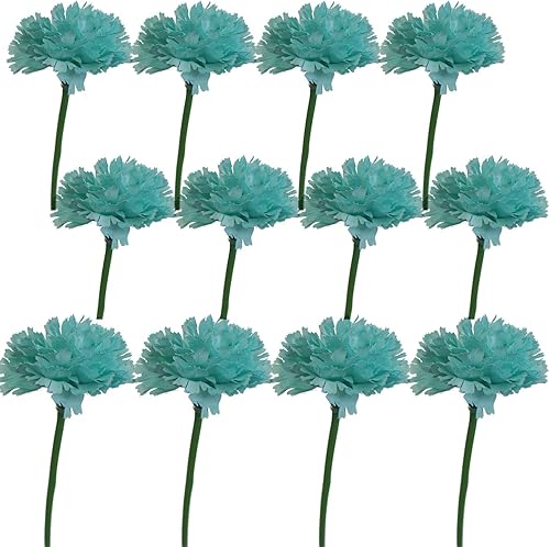 Jardín de lirios 12tallos artificial clavel flor ramo de la Seda (Turquesa)