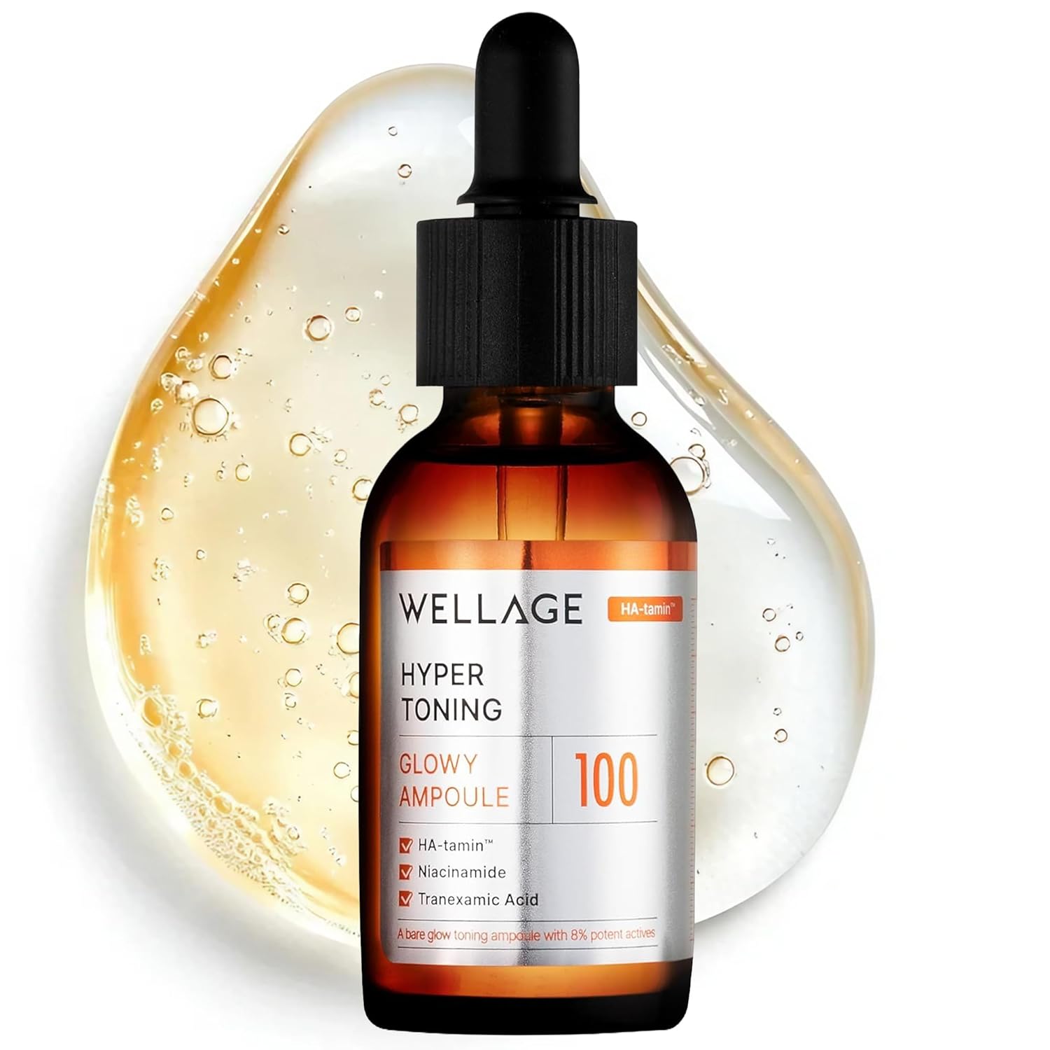 WELLAGE Hyper Toning Glowy Ampoule for face, korean skin care, glutathoine, vitamin c, spot correcting, blemishes skin, acne scars, tone up skin, 1.01 fl.oz
