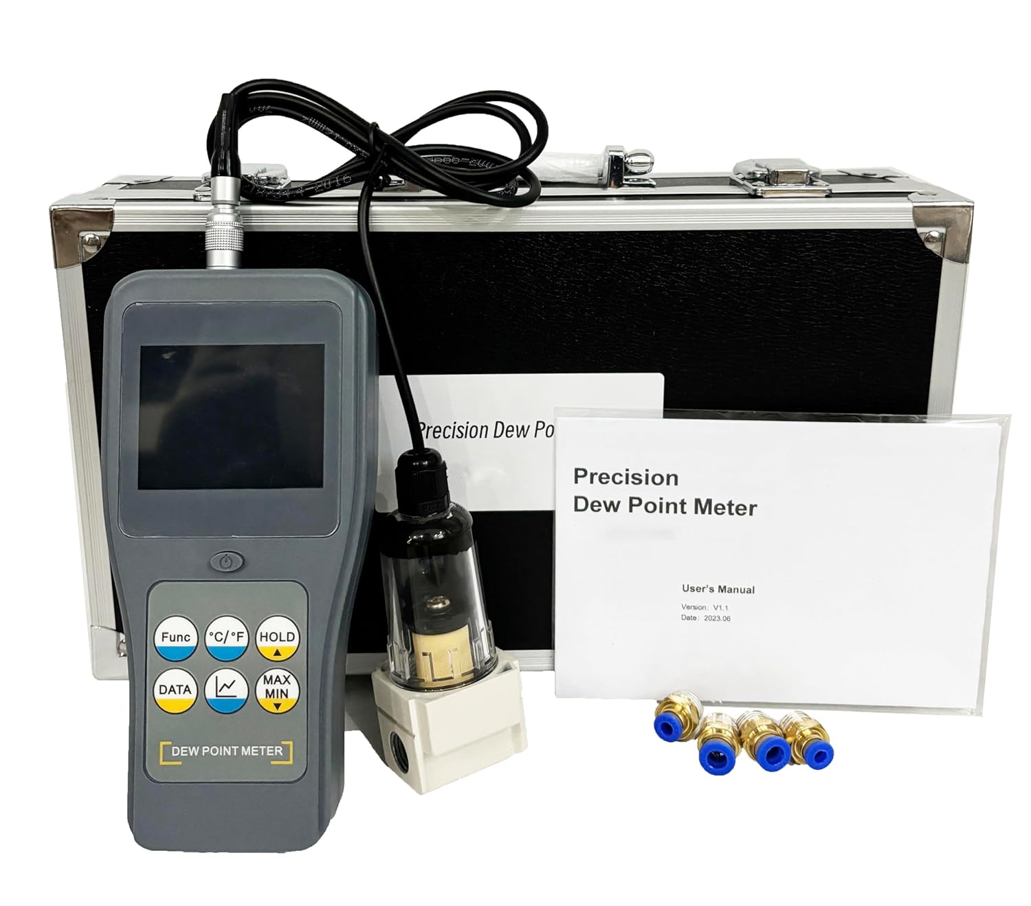 Split Type Dew Point Meter with Resolution 0.01 Ambient Temperature, Dew Point Temperature, Wet Bulb Temperature, Relative Humidity, Absolute Humidity Real-time Measurement Graph Display