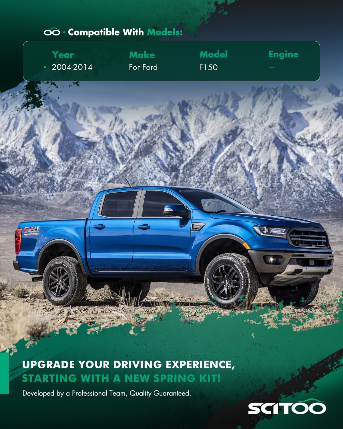 SCITOO Rear Drop Lowering Shackles Adjustable 2" to 3" 2004-2014 for Ford F150 2Wd 4Wd Leaf Spring Accessory Suspension Bracket Replacement 413130 Leveling Kit