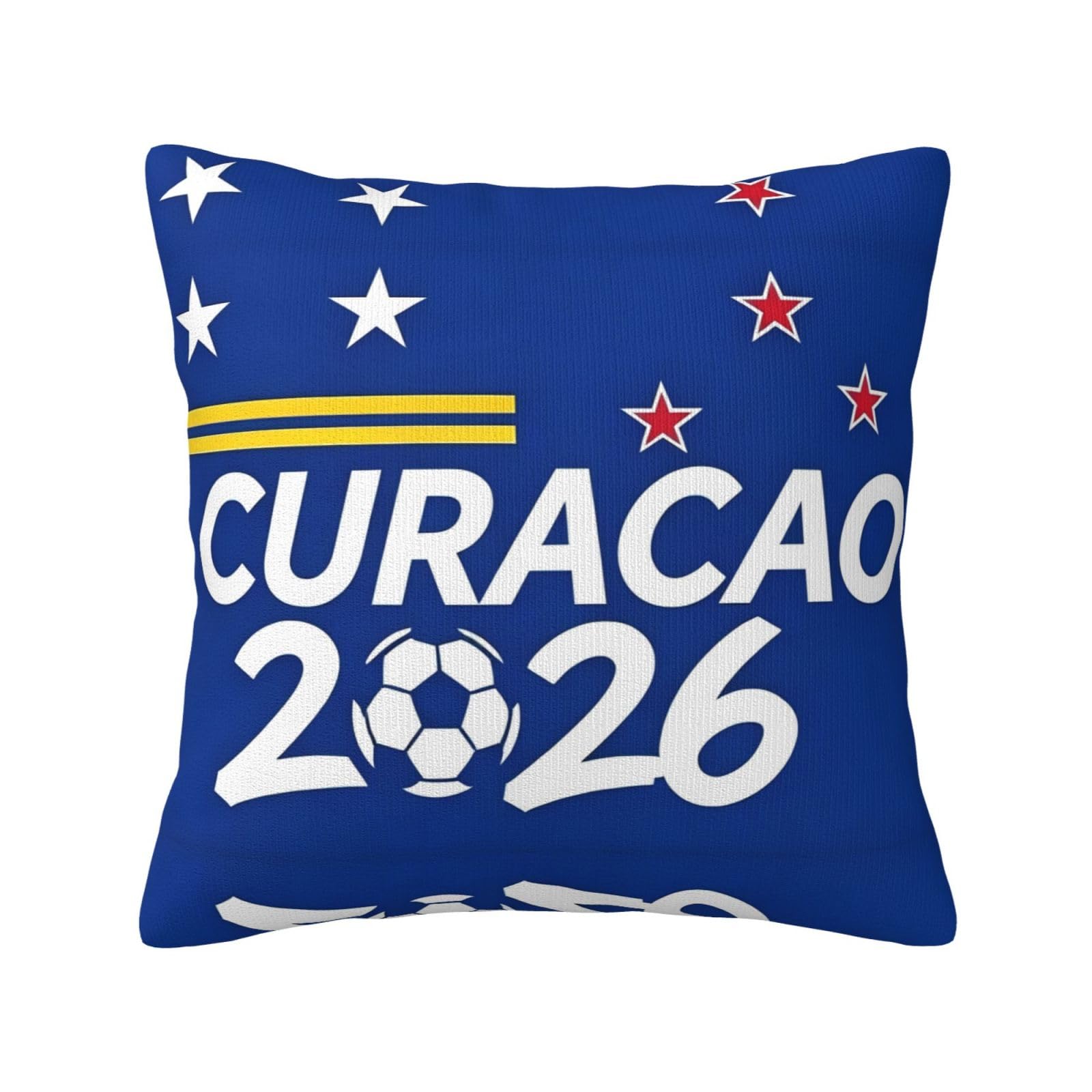 Curacao-Flag Print Decorative Throw Pillow Covers for Sofa, Outdoor and World Cup Celebrations