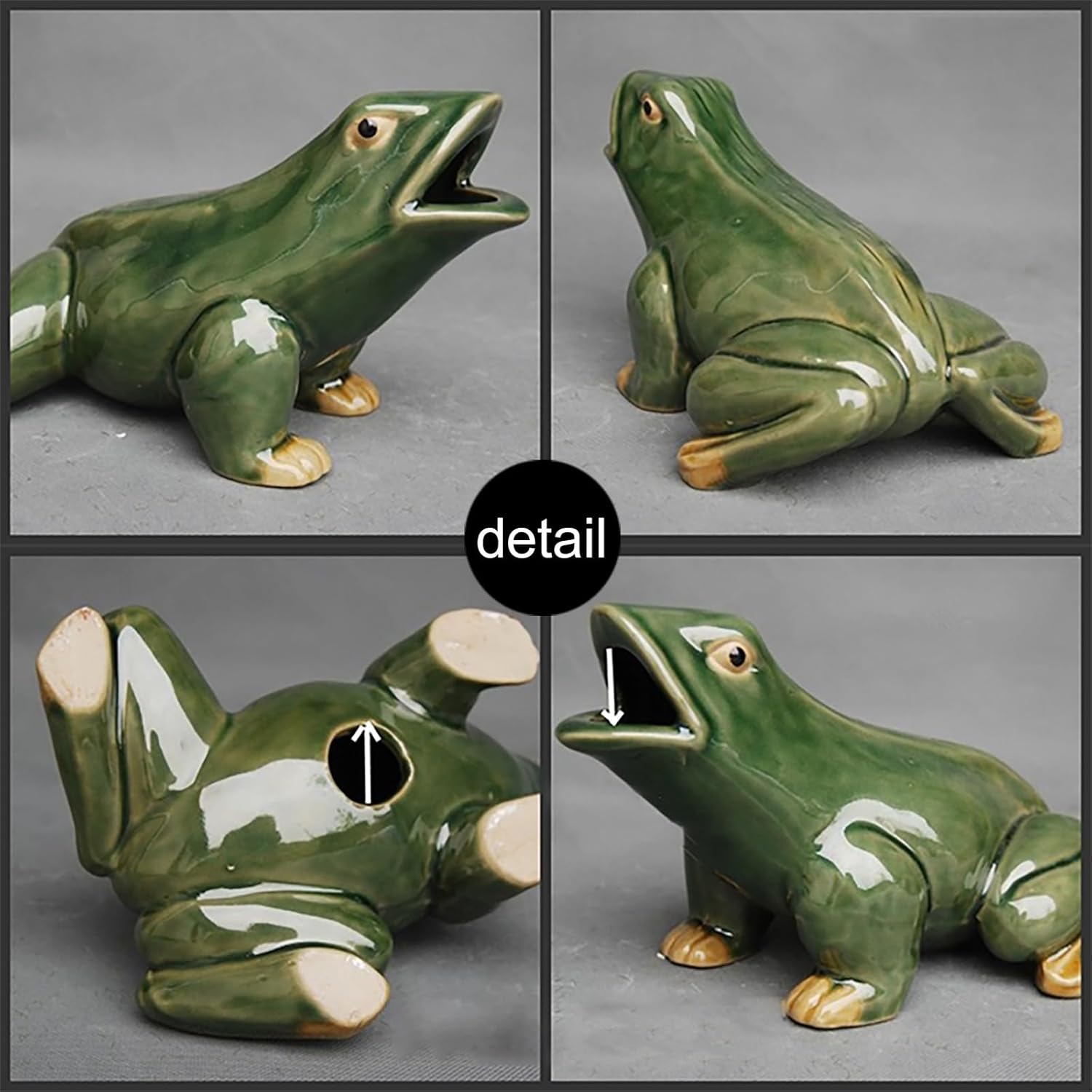 Frog Pond Spitter with Hose – Charming Feature for Water Gardens & Koi Ponds, Ceramic Fountain Spitter Water Feature, Garden Decor for Koi Pond(12 * 8 * 7cm/4.7 * 3.1 * 2.7in)