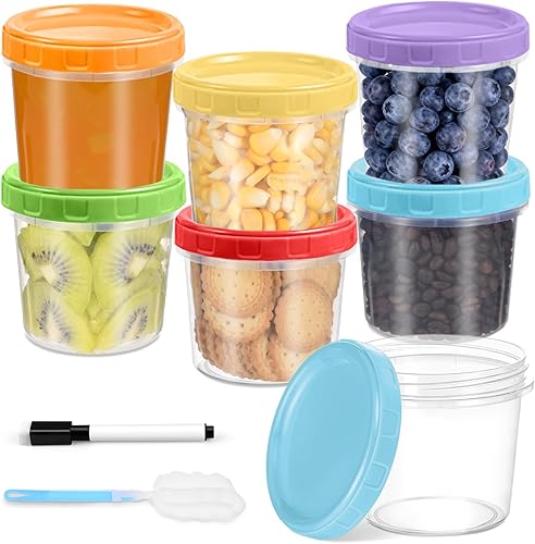 Miniatura 15 de Recipientes pequeños de plástico de 4 onzas con tapas, paquete de 6 recipientes pequeños apilables para congelador, recipientes reutilizables de 1/2