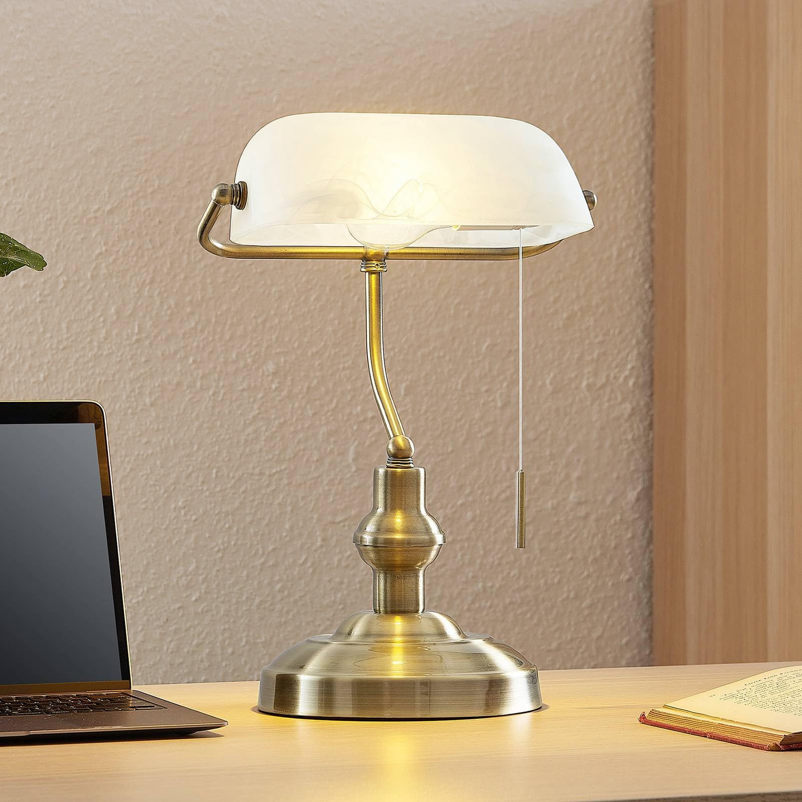 Lindby Tischlampe Profina (Retro, Vintage Antik) in Bronze aus Metall (1 flammig E27) - Tischleuchte Schreibtischlampe Nachttischlampe Arbeitszimmerleuchte