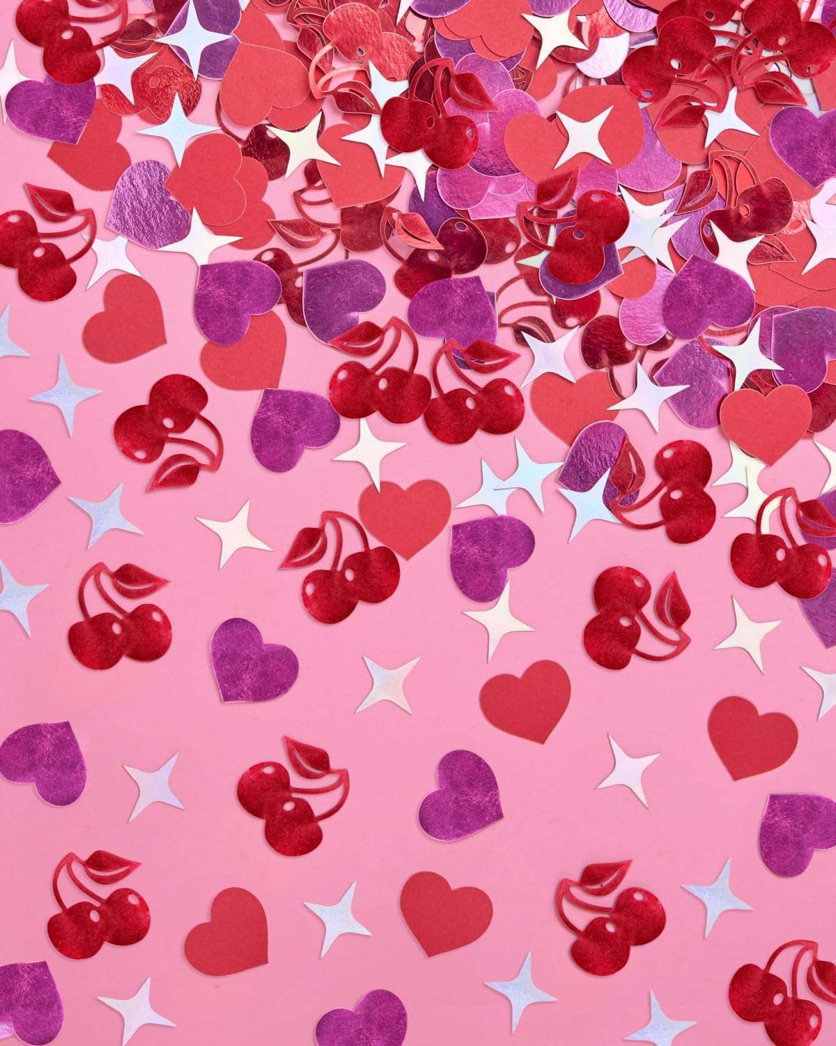 xo, Fetti Heart Valentine's Confetti - 200 pcs | Cherry Pink Vday Tablescape, Red Sparkle Bachelorette Table Decor, Birthday Decorations, Cute Party Supplies