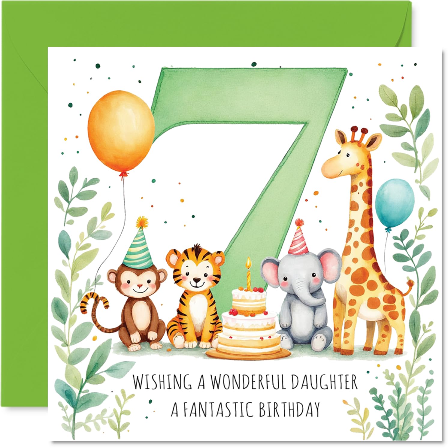 Playful 7th Birthday Card for Daughter, Bursting with Birthday Fun