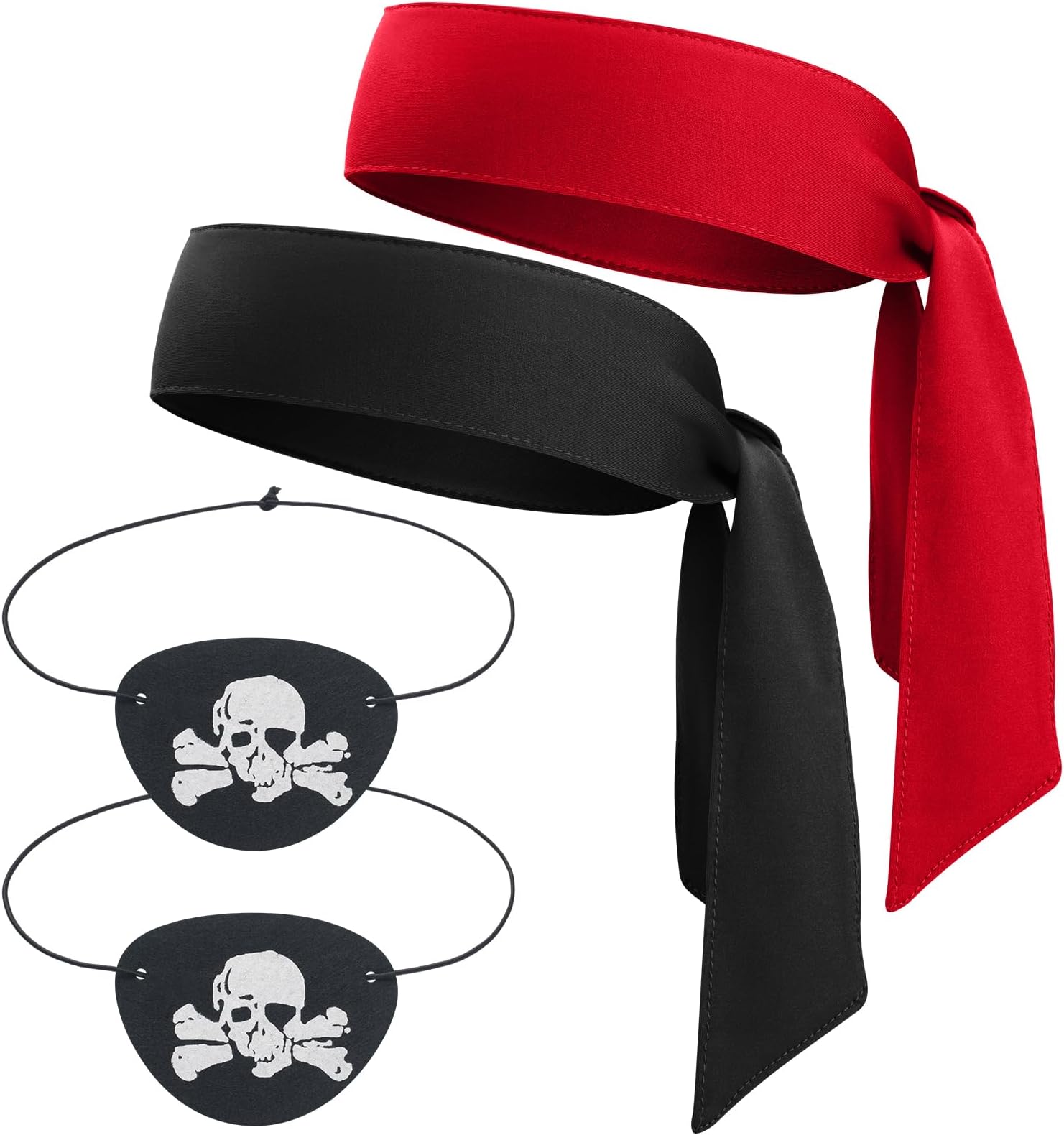 ONUPGO Pirate Accessoriesrs, Ninja Karate Headband for Men Women, Halloweens-Party Favors Supplies Include Pirate Head Ties and Eye Patches