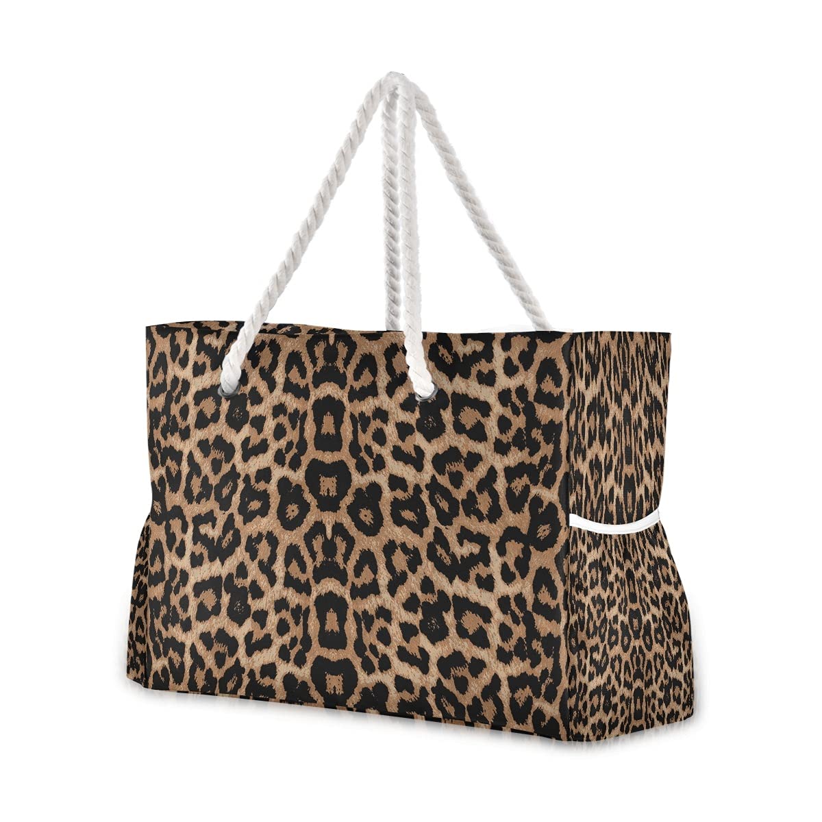 Beach Cheetah Leopard Print Large Travel Tote Shoulder Bag for Gym, Sport, and Luggage