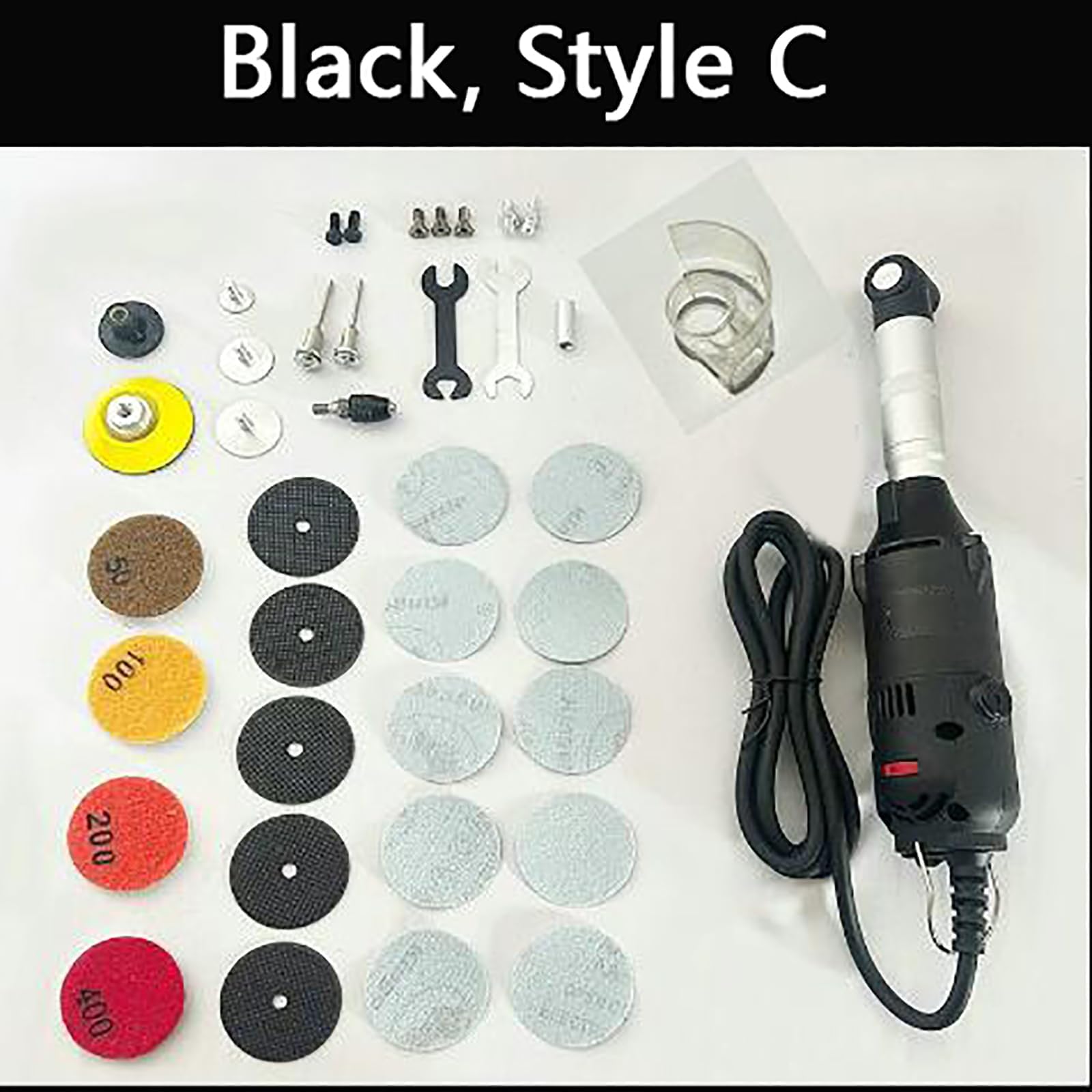 Limpiador de juntas de azulejos eléctrico (350 W), 6 velocidades ajustables, velocidad de rotación: 15 000 r/min, sujeción: mandril de 3 mm/disco de amolar,C,Black