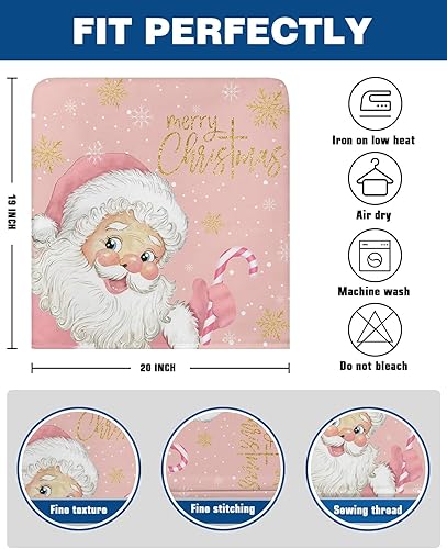 Miniatura 6 de Juego de 4 fundas para sillas de comedor con diseño de Papá Noel, diseño de copos de nieve de invierno, fundas extraíbles para sillas de cocina,