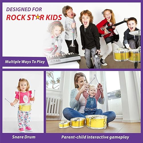 Miniatura 14 de Juego de tambor para niños, instrumento de percusión educativo para niños, juguete estimulante de la creatividad de los niños, juguete de jazz