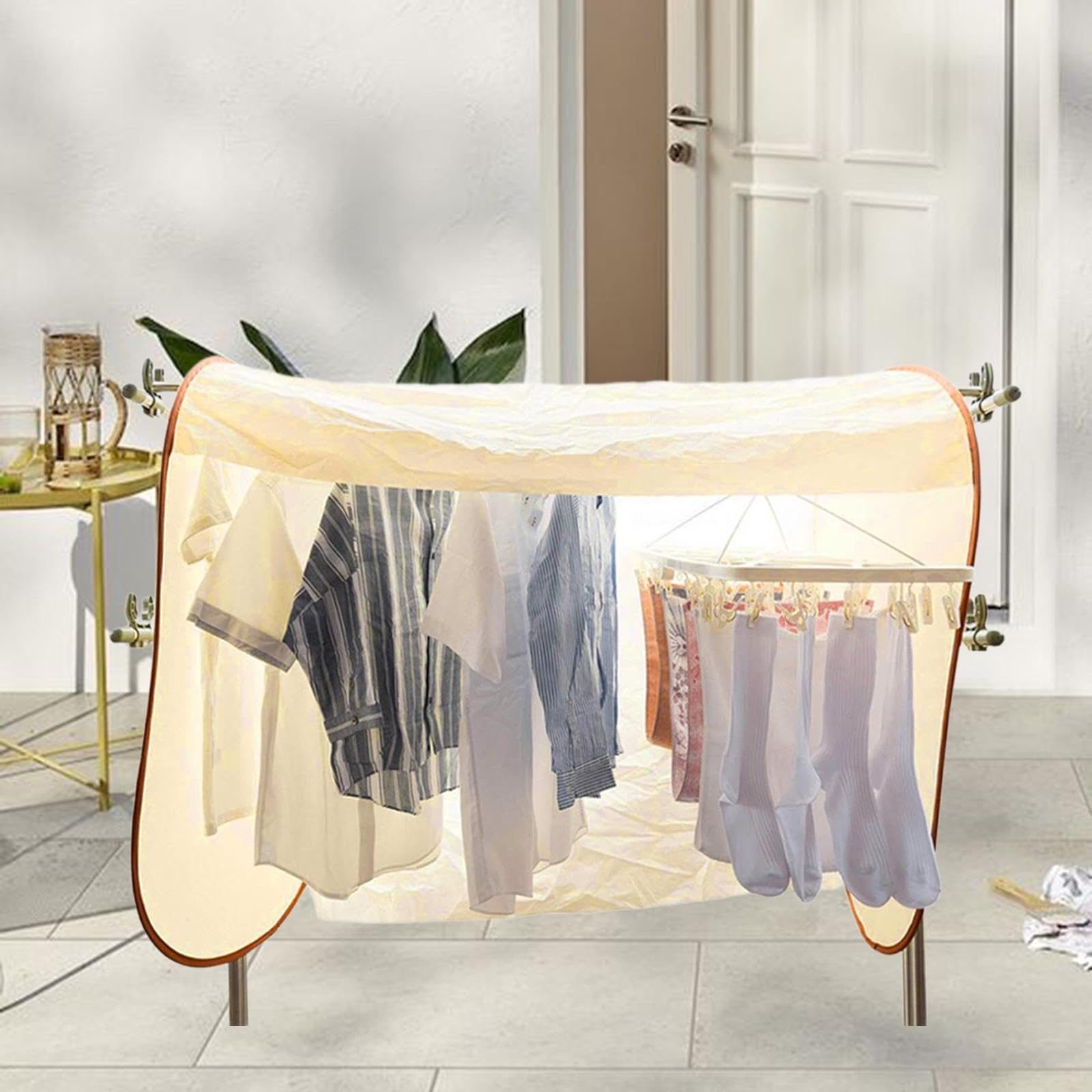 Amagogo Funda para Tendedero de Ropa con Cubierta Protectora Impermeable y Antipolvo Fácil de Instalar y Adecuada para Prendas como Trajes y, 1.6 Millones