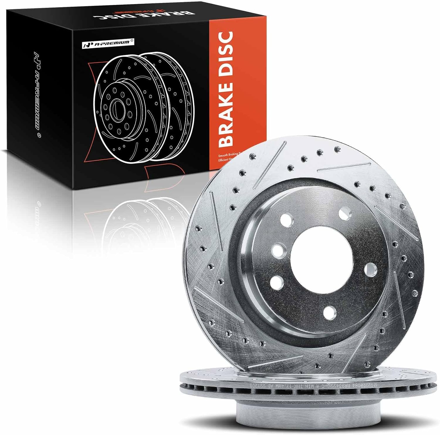 A-Premium 11.58 inch (294mm) Rear Drilled and Slotted Disc Brake Rotors Compatible with Select BMW Models - 323Ci/323i/328Ci 2000, 325Ci 2001-2006, 325i 2001-2005, 328i, 328is