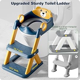 Rabb 1st Potty Training Seat, Upgrade Toddler Toilet Seat for Kids Boys Girls, 2 in 1 Potty Training Toilet for Kids, Splash Guard Anti-Slip Pad Step StoolUpgraded Cushion