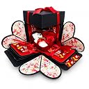 US IDEAL CRAFT Explosion Chocolate Gift Box with Teddy & Roses | Romantic Surprise Gift for Birthday, Anniversary, Valentine’s Day | Handmade Personalised Box for Girlfriend, Boyfriend, Wife & Husband gallery image