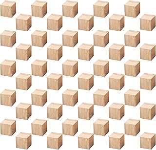 Wooden Blocks 50-Pack 2cm Unfinished Wood Cubes for Crafts, DIY Projects and Decor, Natural Blank Small Wooden Squares for Building, Sorting & Art (Pack of 50-2cm)