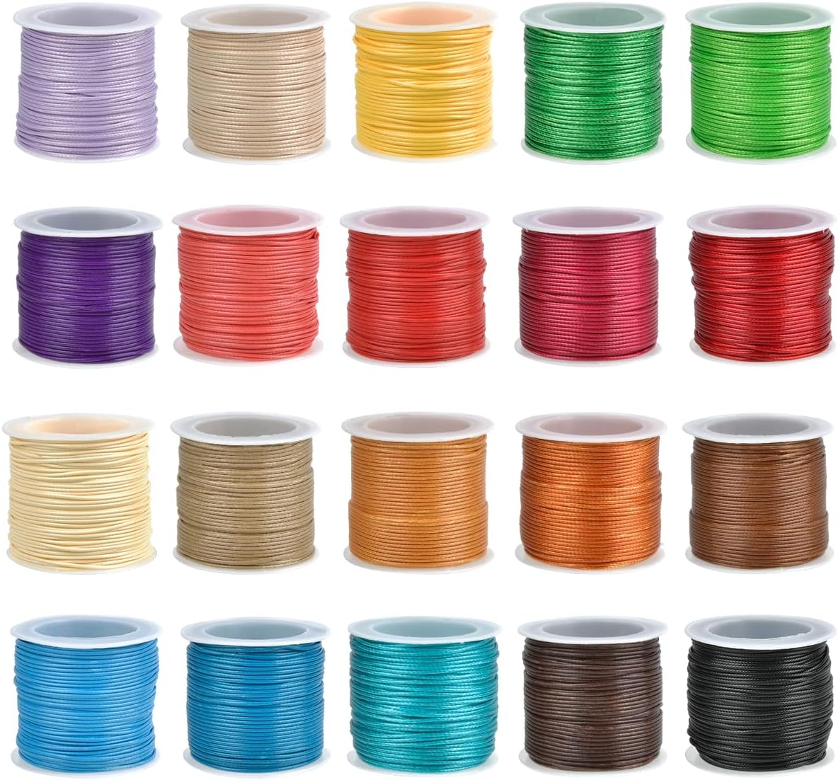 20 Colors Wax String for Bracelet Making, Waxed Thread Bracelet Cord, Waxed Polyester Cord Bracelet Rope for Jewelry Making, DIY Bracelets, Necklace Making and Macrame