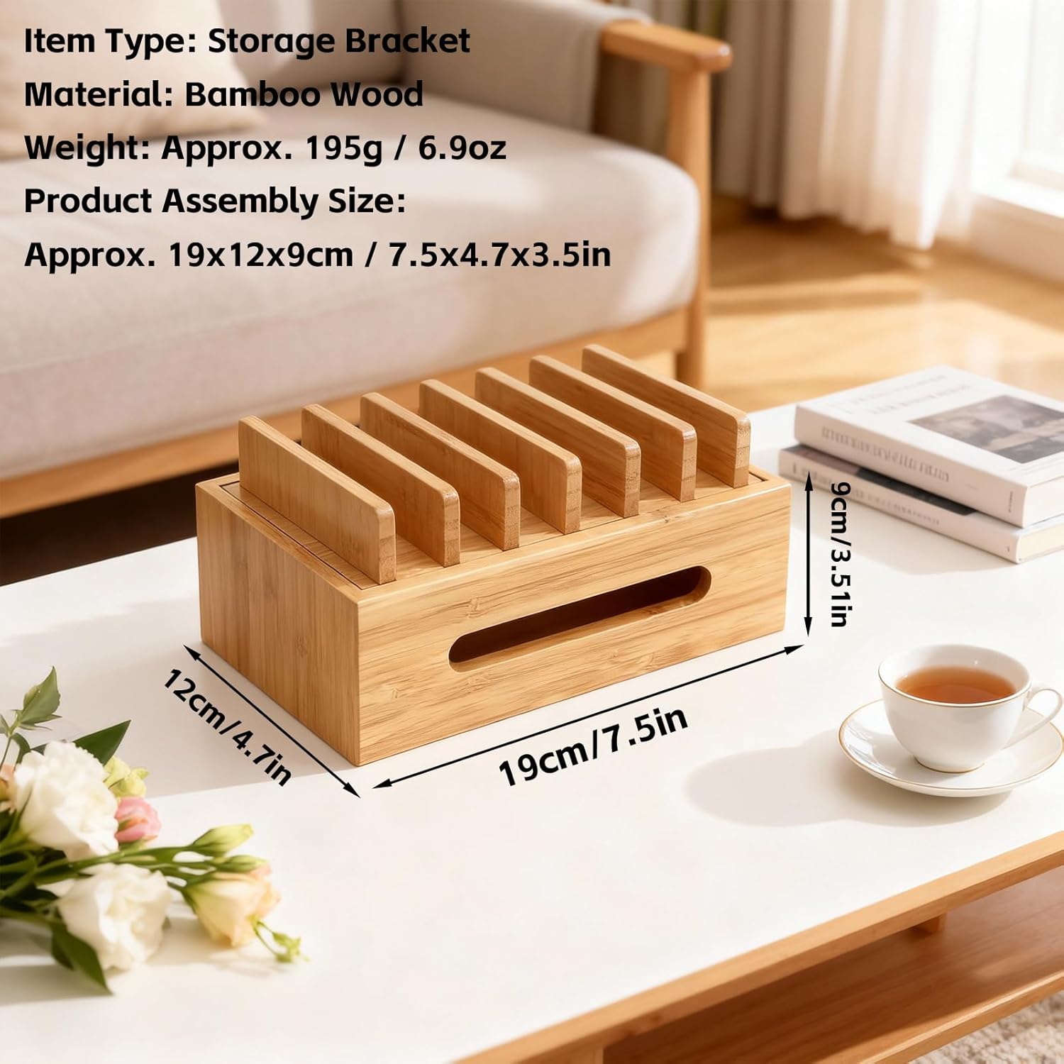 Charging Station Organizer, Charging Station for Multiple Devices, Wood Cell Phone Dock Portable Tablet Computer Organizer Storage Box