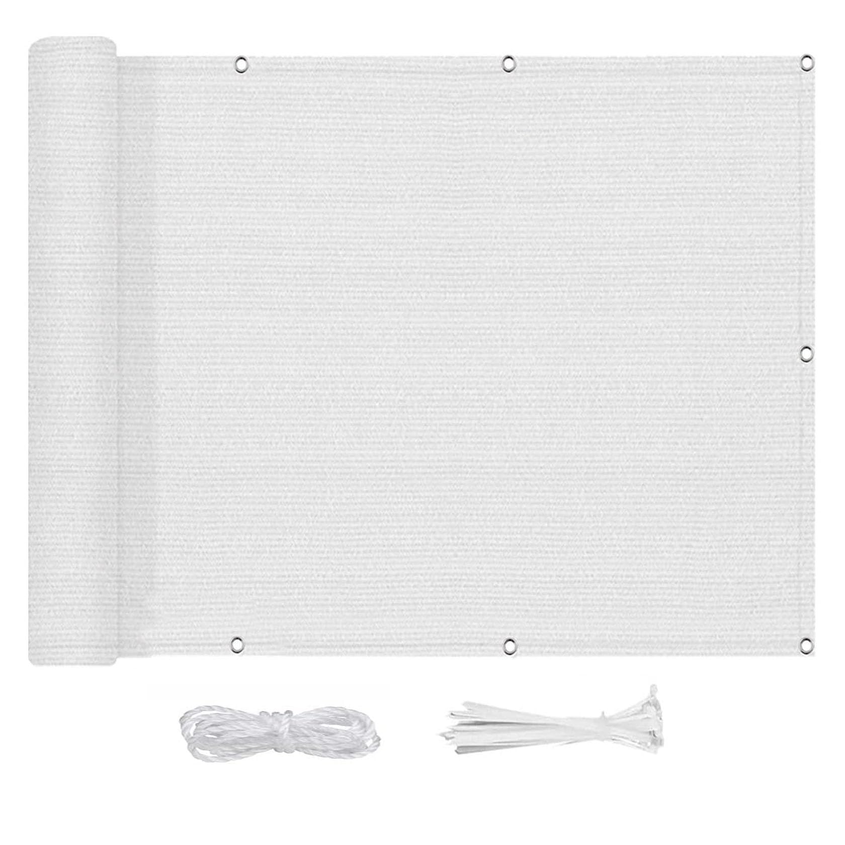 Voile d'ombrage polyester 3.8 x 9.5 m blanc toile solaire pour terrasse