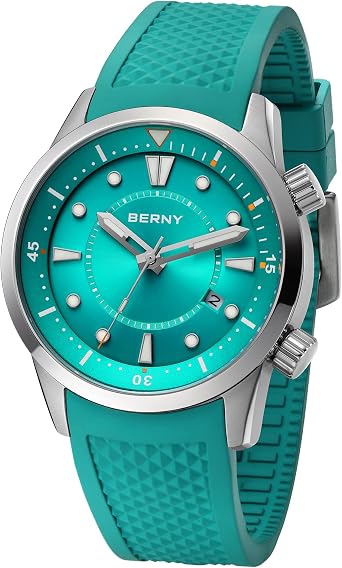 BERNY Diving Watch for Men Automatic Mechanical Wristwatch with Screw-Down Crown 20ATM Waterproof