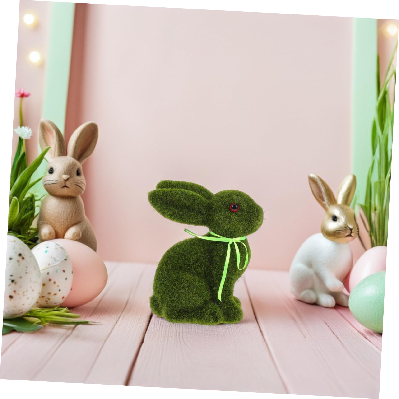 SOLUSTRE 4stücke Adorable Flocked Bunny Dekoration Für Ostern Realistische Plüschkaninchenfigur Für Wohnkultur Und Festliche Anlässe Und Sicher