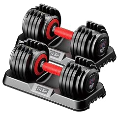 25 55LB Adjustable Dumbbell Set 10 in 1 Free Weights Dumbbell with Anti-Slip Texture Handle 1 Sec Speed