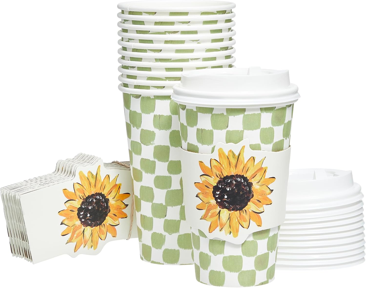 Sheffield Home Disposable Coffee Cups with Lids 16 oz, Cute