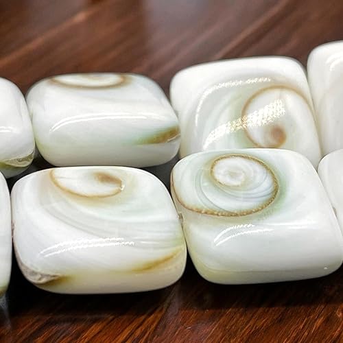 Miniatura 5 de ABCGEMS - Cuentas de concha de ojo de Shiva indonesia blanco perlado (doble-dos conchas en una cuenta) Chakra Yin-Yang de doble energía, fabricación