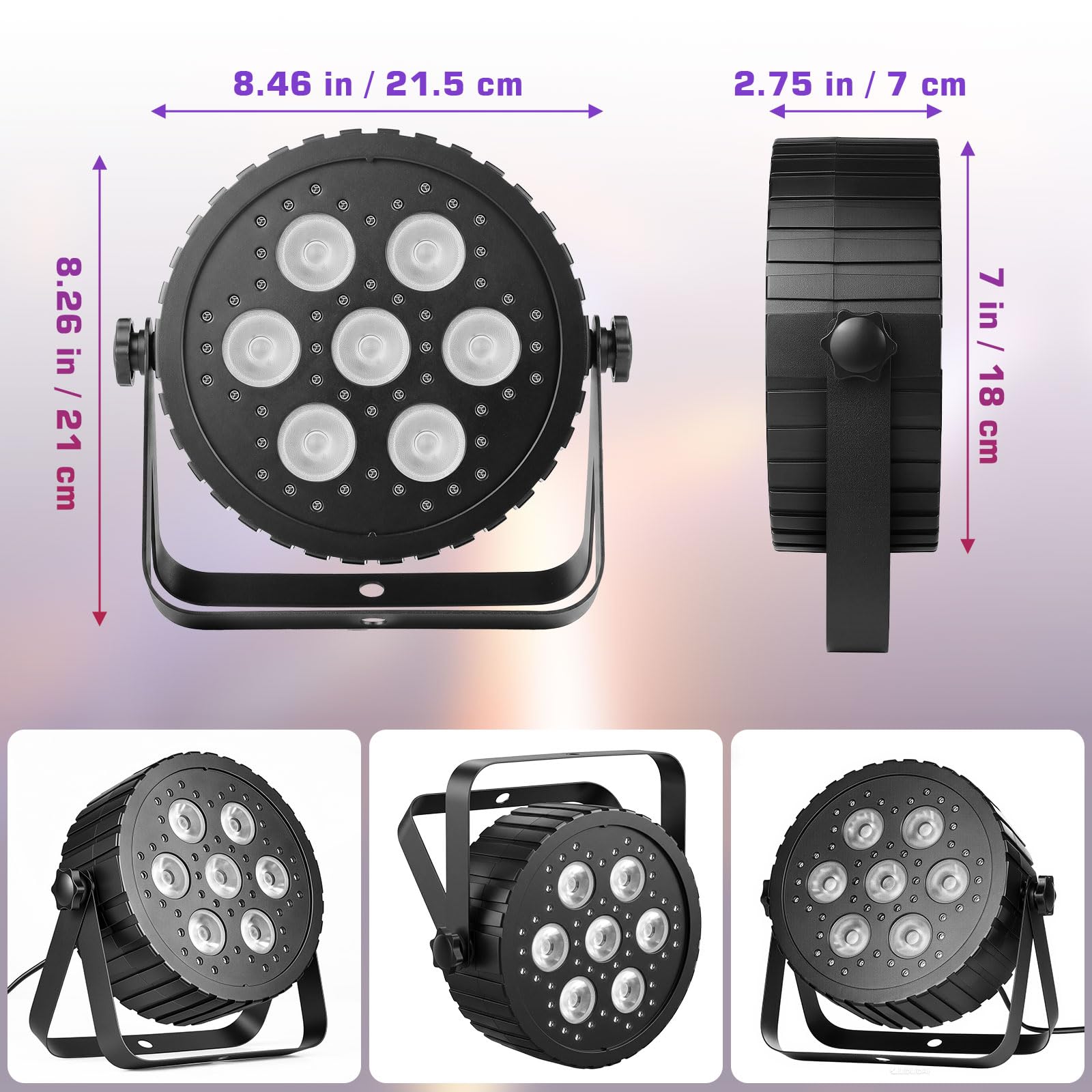 LED-PAR-Scheinwerfer 80W, 7 RGBW 4in1 LEDs + 48 LEDs für Bühnenbeleuchtung | Fernbedienung, DMX-Steuerung & Soundaktivierung – ideale Partybeleuchtung für Hochzeiten, Events und Weihnachten - 1 Stück
