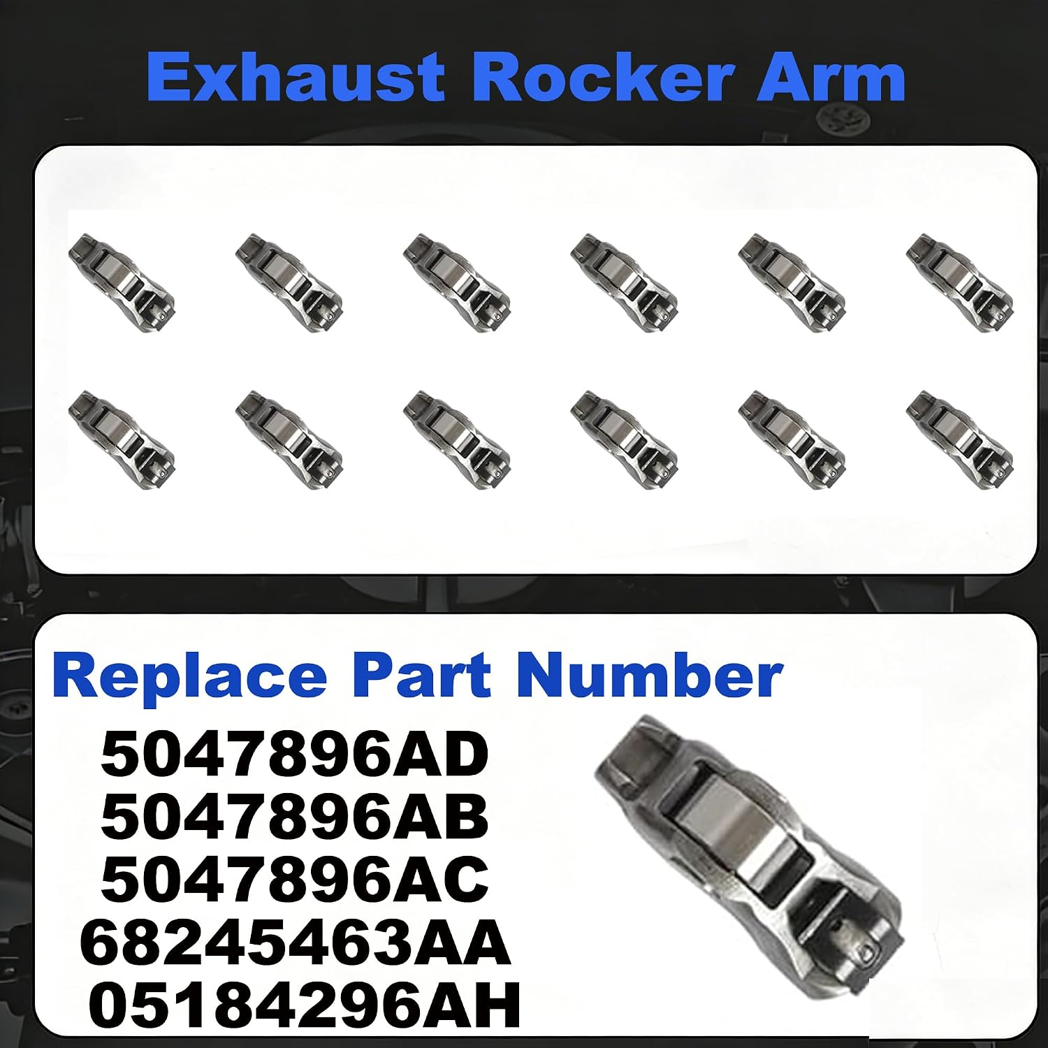 3.6L Intake & Exhaust Lifters Rocker Arm Replacement 5047979AA 5047896AD | Fit For Dodge Challenger Charger Journey for Chrysler 300 Jeep Wrangler Ram 1500 3.6 2016-2024 05047896AC 5047896AB