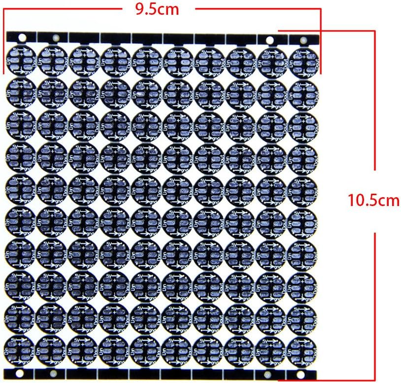 ALITOVE 100pcs WS2812B Addressable 5050 Smart RGB LED Pixel Light on Black Heat Sink PCB Board 5V DC Compatible with Raspberry Pi for DIY Lighting Project