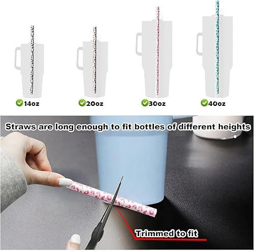 Miniatura 3 de Paquete de 4 pajitas de repuesto de 40 onzas, popotes de leopardo, pajitas de guepardo, pajitas de café helado, popotes extra largos de 12 pulgadas,