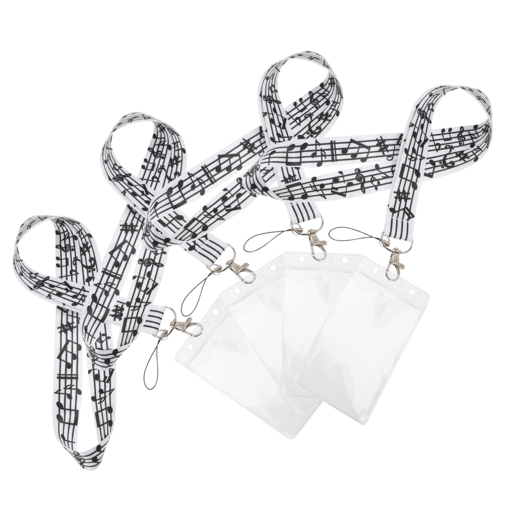 SHINEOFI 4 Sätze Id-karten-aufhängegurte Handy Schlaufe Band Handyband Brustkarten-lanyard Handy Tragegurt Doppelt Gürtel Kette Id-karten-lanyards Riemen Für Ausweise Pvc Black 4 Stück * 4