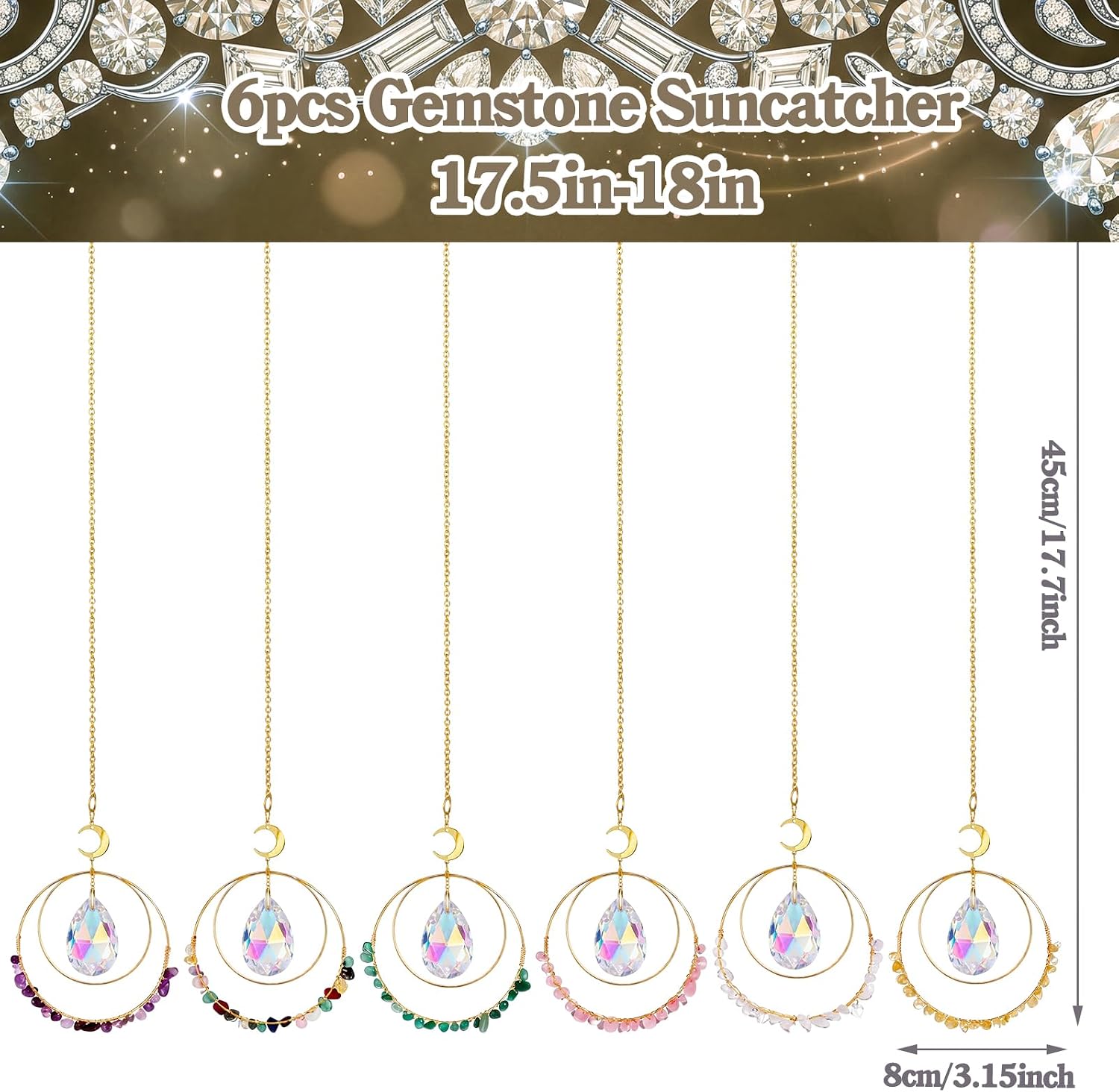 Novabright 6 Pcs Colorful Crystal Suncatcher Indoor Window Hanging Ornaments Prism Rainbow Light Catcher Indoor Outdoor Decoration for Christmas Tree Wedding Party Gift