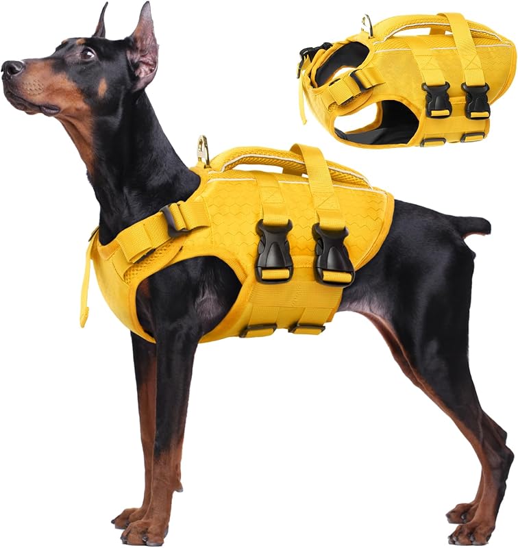 Colete Salva-Vidas para Cães Kuoser com Flutuação e Faixas Refletivas Amarelo XL