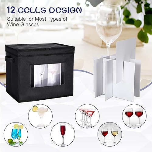 Miniatura 10 de 4 cajas de almacenamiento de copas de vino con divisores, 12 compartimentos, cajas de almacenamiento de vasos de China, caja de almacenamiento de