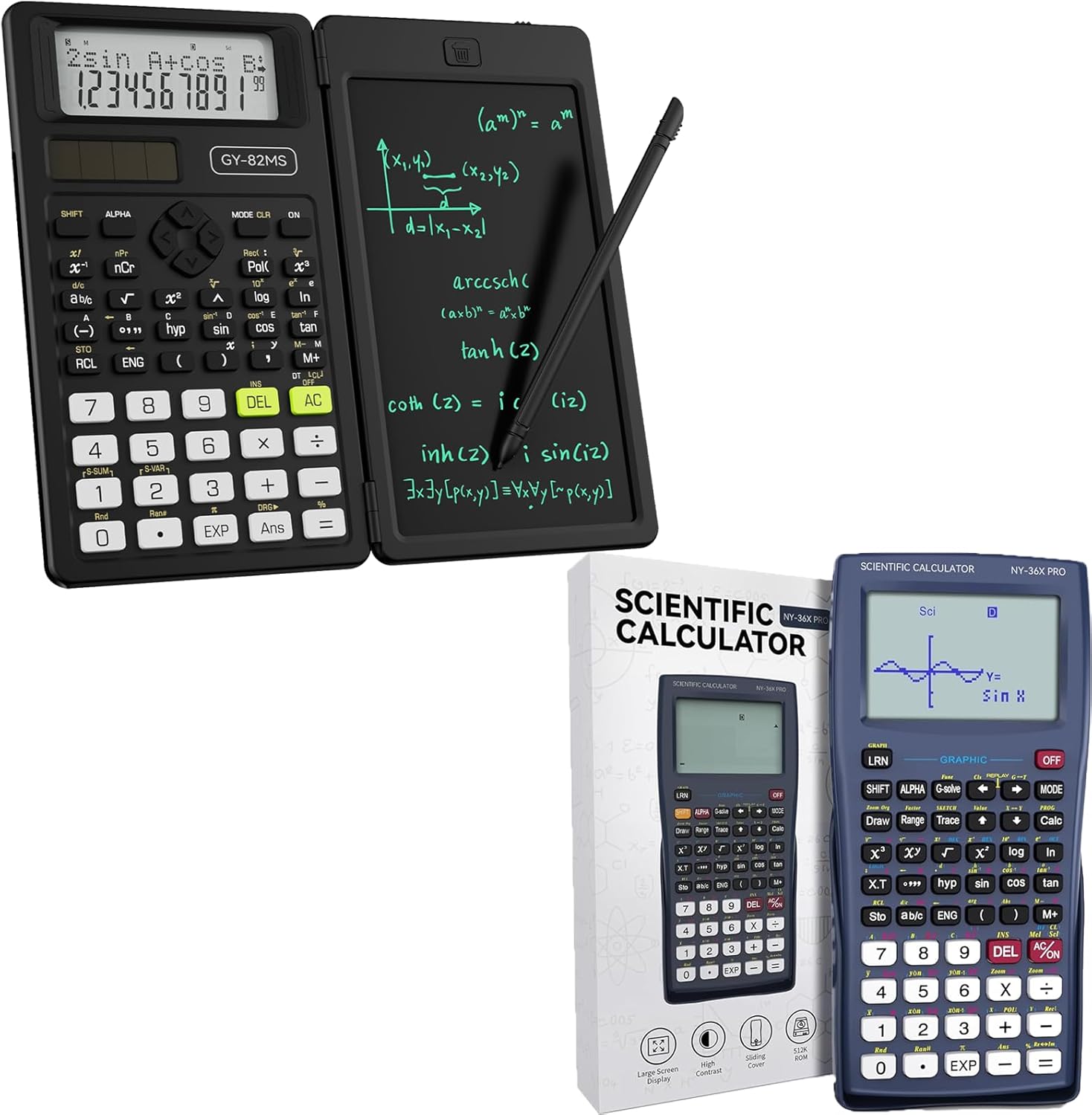 36X Pro Graphing Scientific Calculators and 82MS Scientific Calculator for School with Notepad