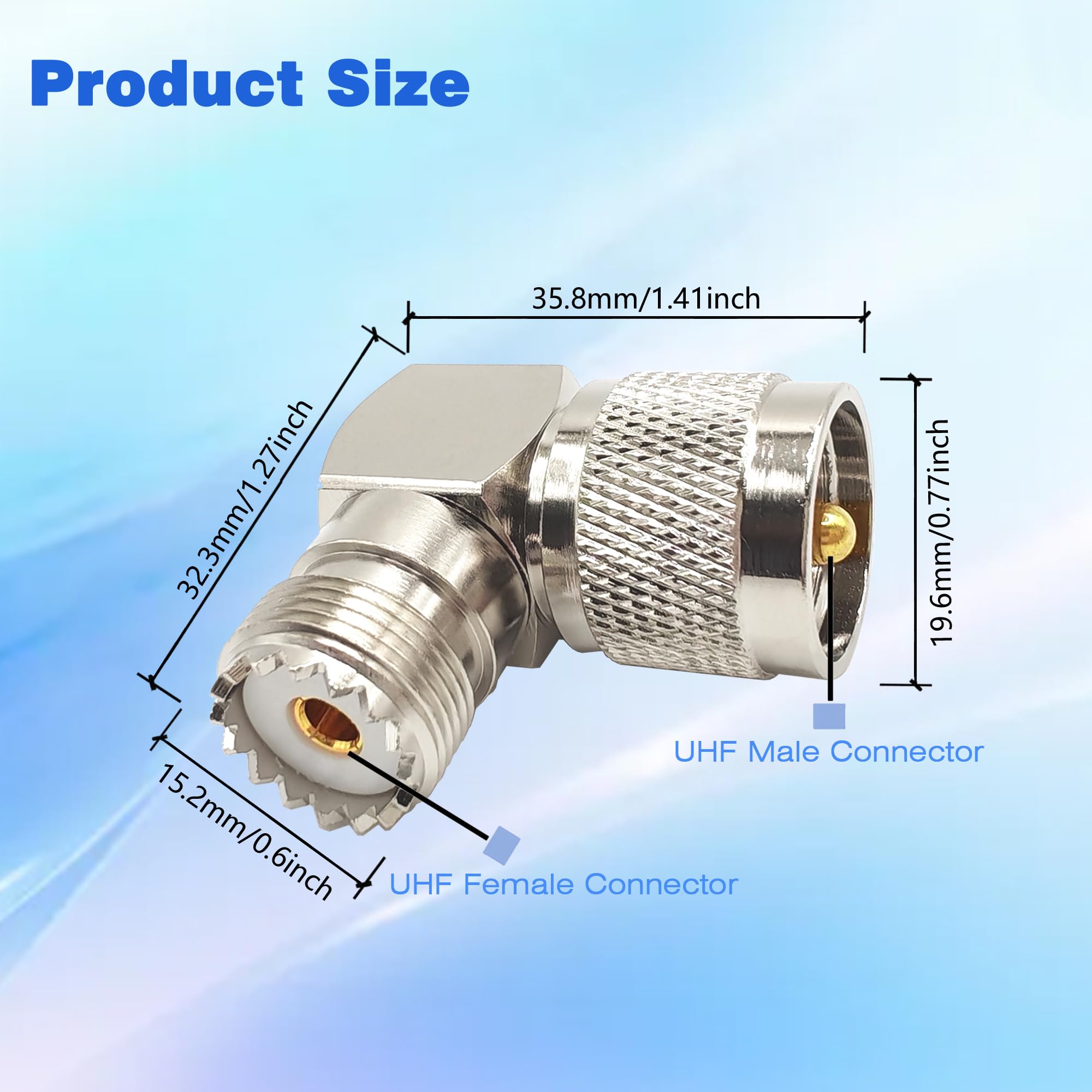 Vecys 2 Adattatori BNC Femmina A N Maschio A 90° – 50 Ohm, Placcati Oro, 0~3GHz Per Antenne - 6